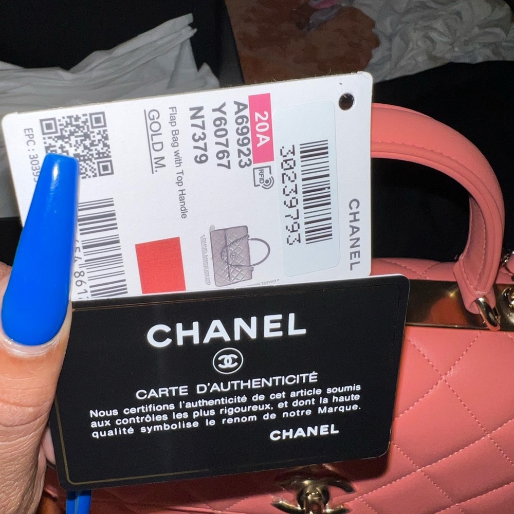 Chanel flap bag with top handle lambskin 11 inch